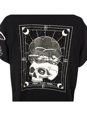 Rebirth Tarot Card T Shirt Mens Size Large Black Skull Mushrooms